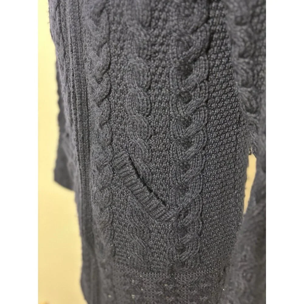 Aran Crafts $199 Fisher Sweater‎ Cable Knit Merino Wool Celtic Zip Cardigan S